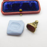 Victorian 9ct Gold & Carnelian Intaglio Initial Seal Fob Antique c1860