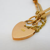 Edwardian 9ct Rose Gold & Amethyst Trombone Link Charm Bracelet Antique c1910