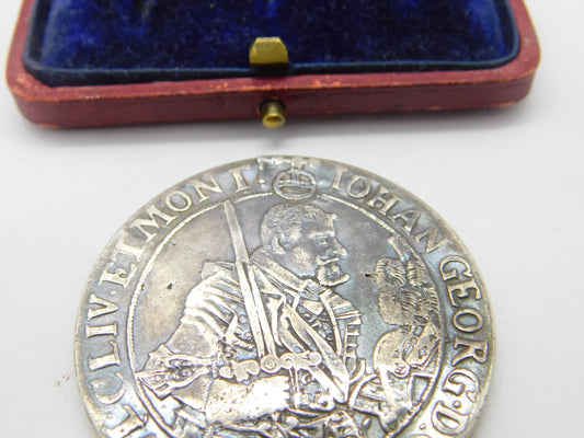 Georgian Sterling Silver Johann Georg I of Saxony Thaler Coin Box c1720 Antique