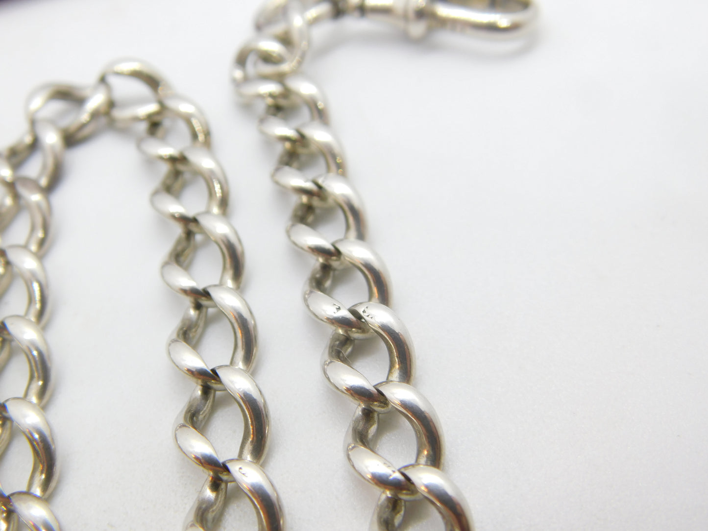 Victorian Sterling Silver Double Albert Watch Chain c1890 Antique 21" Length