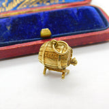 9ct Yellow Gold Beer Barrel Charm or Pendant 1970 London Vintage