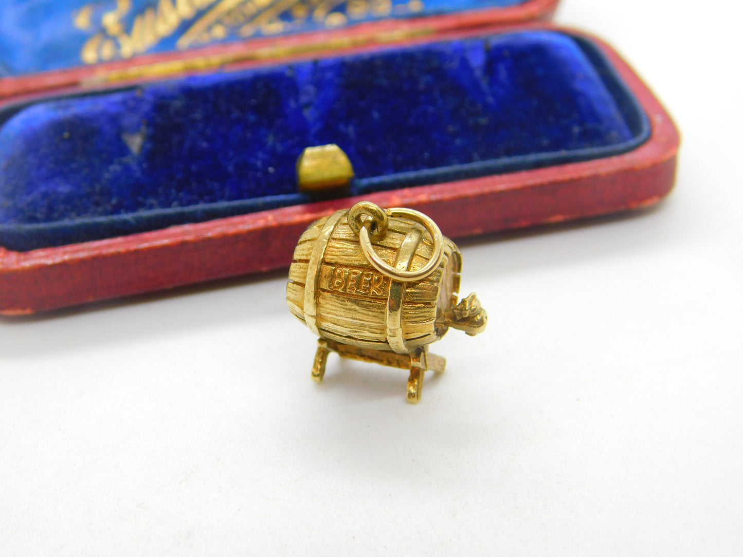 9ct Yellow Gold Beer Barrel Charm or Pendant 1970 London Vintage