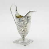 George III Sterling Silver Floral Pattern Pedestal Cream Jug Antique 1792 London