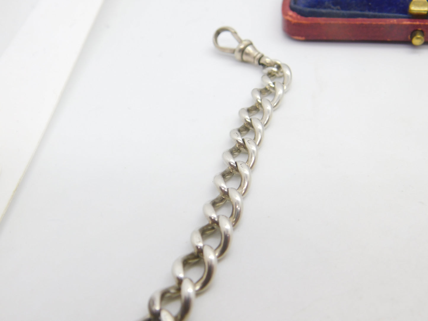 Victorian Sterling Silver Double Albert Watch Chain c1890 Antique 21" Length