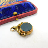 Victorian 9ct Gold Bloodstone & Carnelian Spinner Fob Pendant c1890 Antique