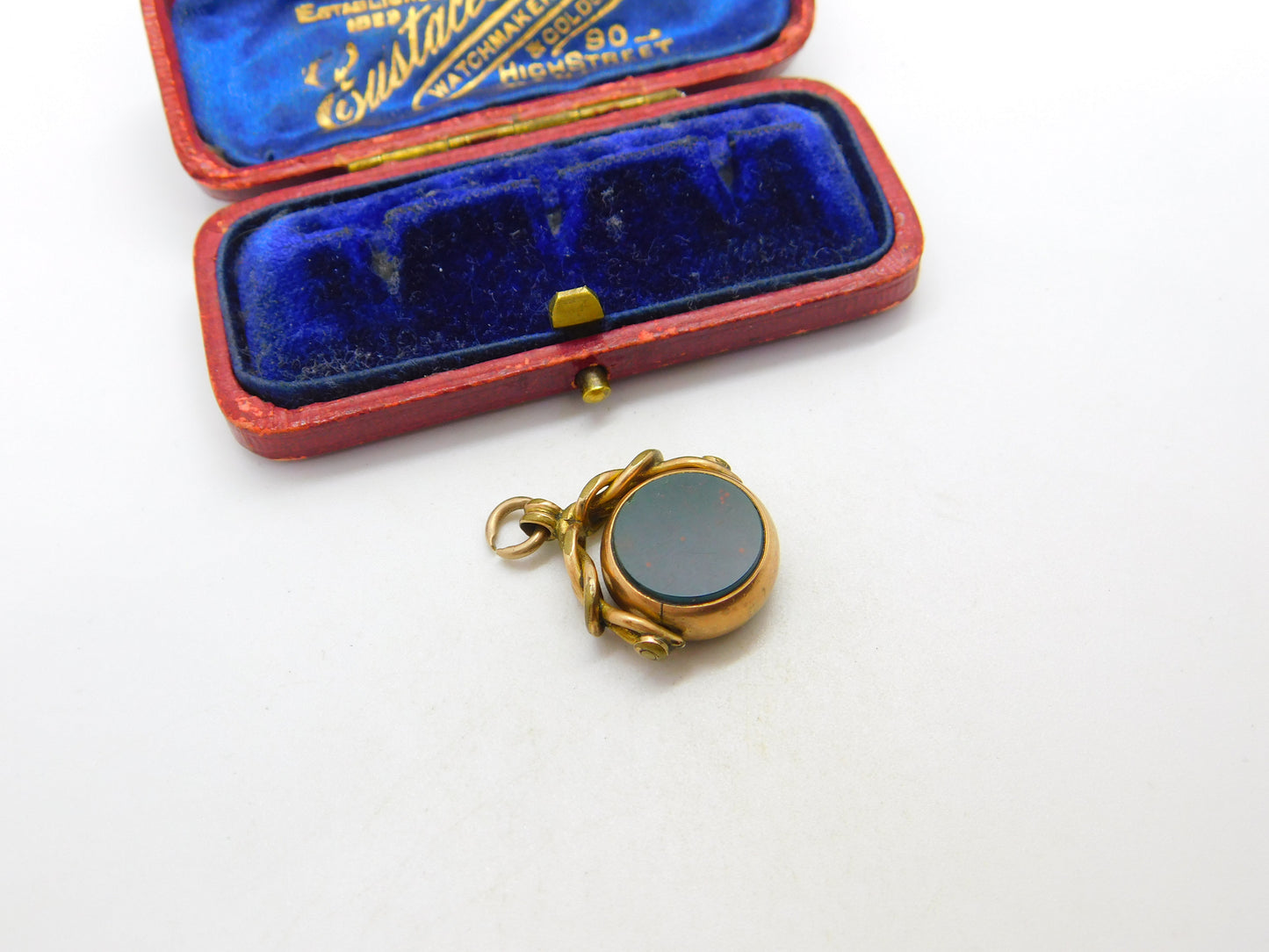 Victorian 9ct Gold Bloodstone & Carnelian Spinner Fob Pendant c1890 Antique