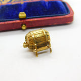 9ct Yellow Gold Beer Barrel Charm or Pendant 1970 London Vintage