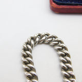 Sterling Silver Albert Watch Chain with Fob Antique 1911 Birmingham Art Deco