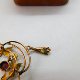 Edwardian 9ct Gold, Seed Pearl & Topaz Lavalier Drop Pendant c1910 Antique