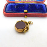 Victorian 9ct Gold Bloodstone & Carnelian Spinner Fob Pendant c1890 Antique