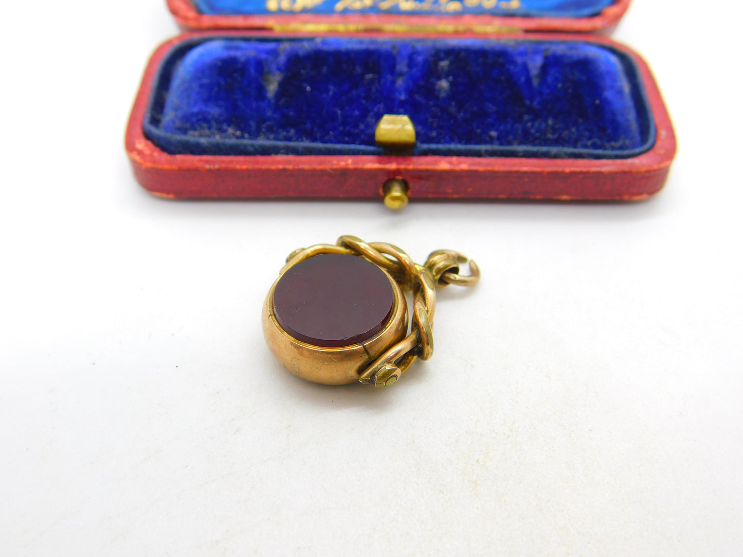 Victorian 9ct Gold Bloodstone & Carnelian Spinner Fob Pendant c1890 Antique