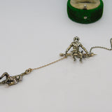 19th Century Sterling Silver, Gold & Paste Monkey Drop Brooch Antique c1880