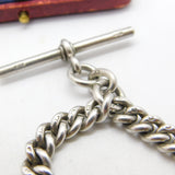 Sterling Silver Albert Watch Chain with Fob Antique 1911 Birmingham Art Deco