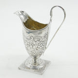 George III Sterling Silver Floral Pattern Pedestal Cream Jug Antique 1792 London