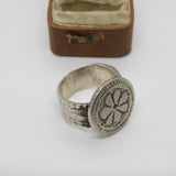 19th Century Ottoman Sterling Silver Floral Seal Stamp Ring Antique c1860