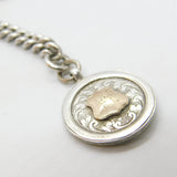 Sterling Silver Albert Watch Chain with Fob Antique 1911 Birmingham Art Deco