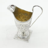 George III Sterling Silver Floral Pattern Pedestal Cream Jug Antique 1792 London