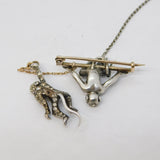 19th Century Sterling Silver, Gold & Paste Monkey Drop Brooch Antique c1880