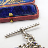 Sterling Silver Albert Watch Chain with Fob Antique 1911 Birmingham Art Deco