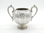 Victorian Sterling Silver Floral Repousse Sugar Bowl Antique 1866 Sheffield