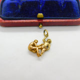 9ct Yellow Gold Twins of Gemini Zodiac Charm Pendant 1982 Birmingham