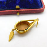 Victorian 18ct Gold & Carved Female Cameo Mourning Drop Pendant Antique c1860