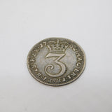 King George III Silver Maundy Threepence Coin Antique 1762 Very Fine Condition