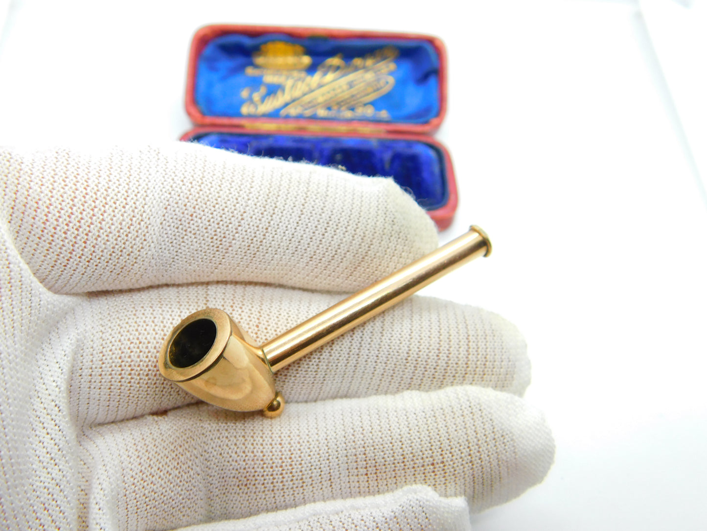 Victorian 9ct Rose Gold Cased Small Smoking Pipe Antique c1860