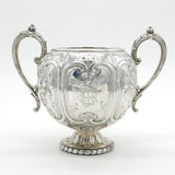 Victorian Sterling Silver Floral Repousse Sugar Bowl Antique 1866 Sheffield