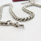 Sterling Silver Albert Watch Chain with Fob Antique 1911 Birmingham Art Deco
