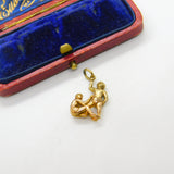 9ct Yellow Gold Twins of Gemini Zodiac Charm Pendant 1982 Birmingham