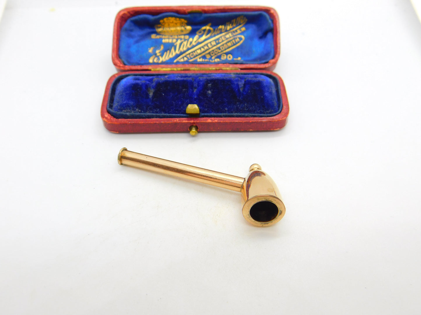 Victorian 9ct Rose Gold Cased Small Smoking Pipe Antique c1860