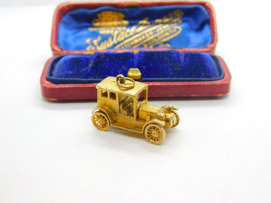 9ct Yellow Gold Motor Car Charm with Openable Bonnet Vintage 1973 Birmingham