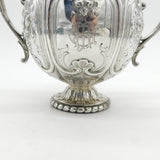 Victorian Sterling Silver Floral Repousse Sugar Bowl Antique 1866 Sheffield