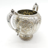 Victorian Sterling Silver Floral Repousse Sugar Bowl Antique 1866 Sheffield