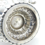 Victorian Sterling Silver Floral Repousse Sugar Bowl Antique 1866 Sheffield