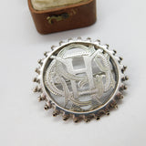 Victorian Sterling Silver 'CHS' Monogram Sweetheart Brooch c1880 Antique