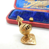 9ct Yellow Gold Medieval Knights Helmet Charm Pendant Vintage 1964 London