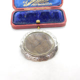 Victorian Sterling Silver Woven Hair Set Mourning Brooch 'JJ' Antique c1860