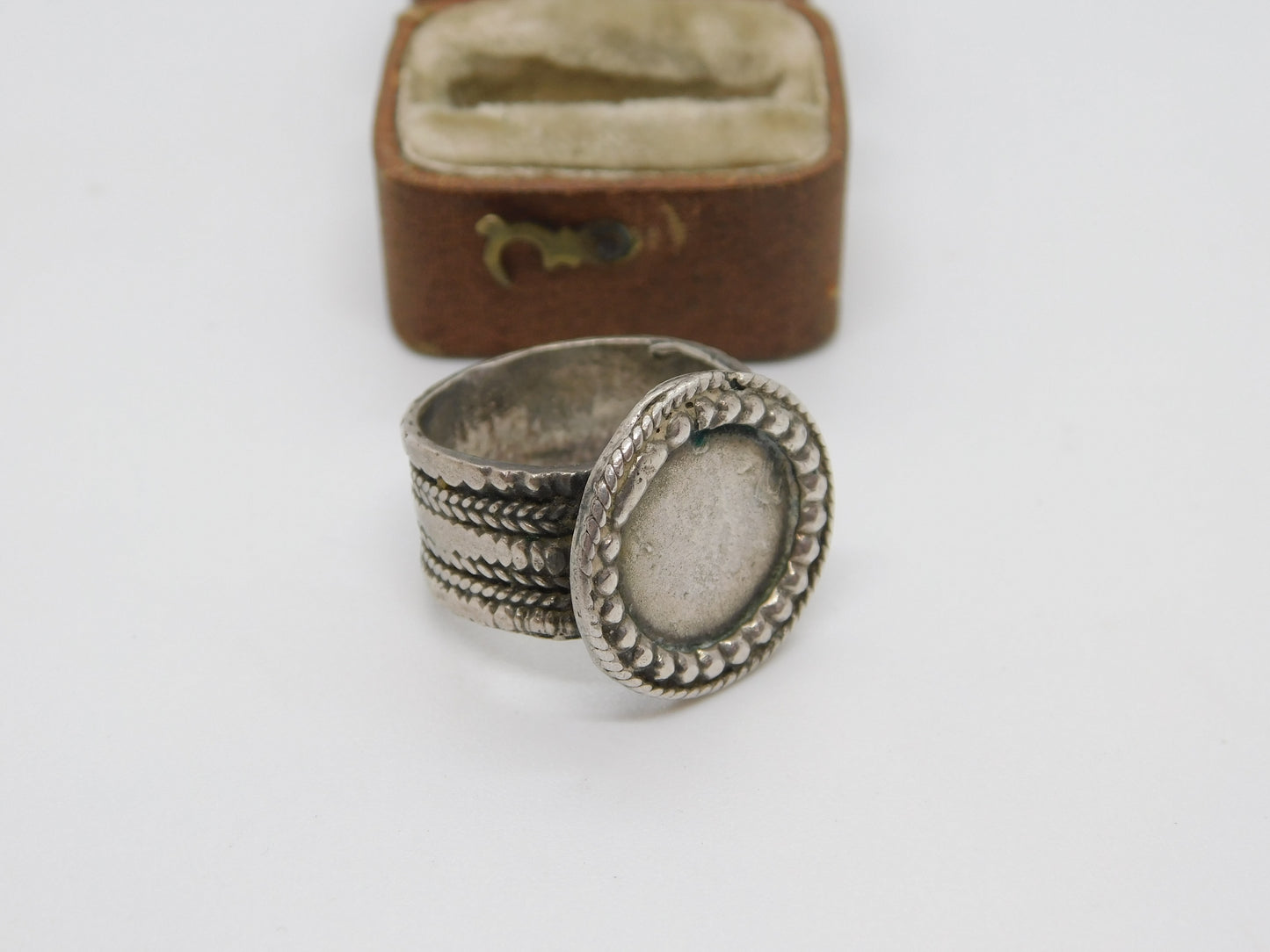 19th Century Ottoman Sterling Silver Seal Stamp Signet Ring Antique c1860