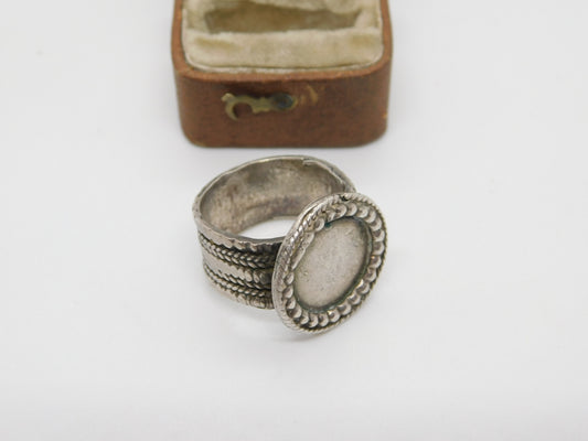 19th Century Ottoman Sterling Silver Seal Stamp Signet Ring Antique c1860