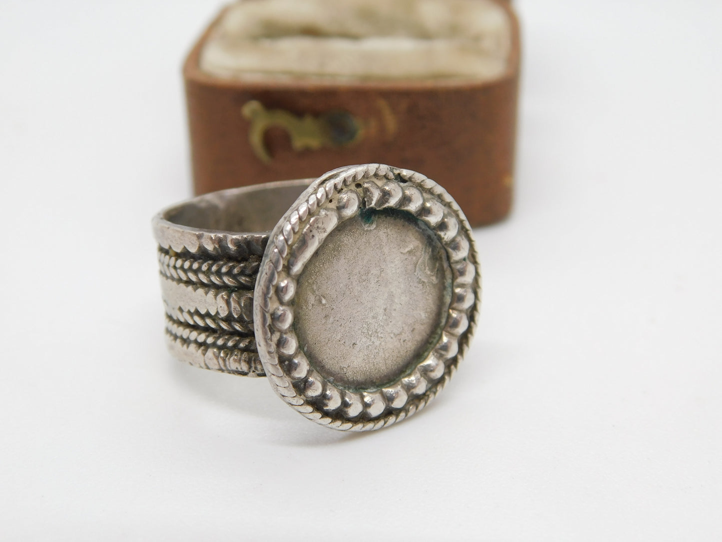 19th Century Ottoman Sterling Silver Seal Stamp Signet Ring Antique c1860