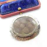 Victorian Sterling Silver Woven Hair Set Mourning Brooch 'JJ' Antique c1860