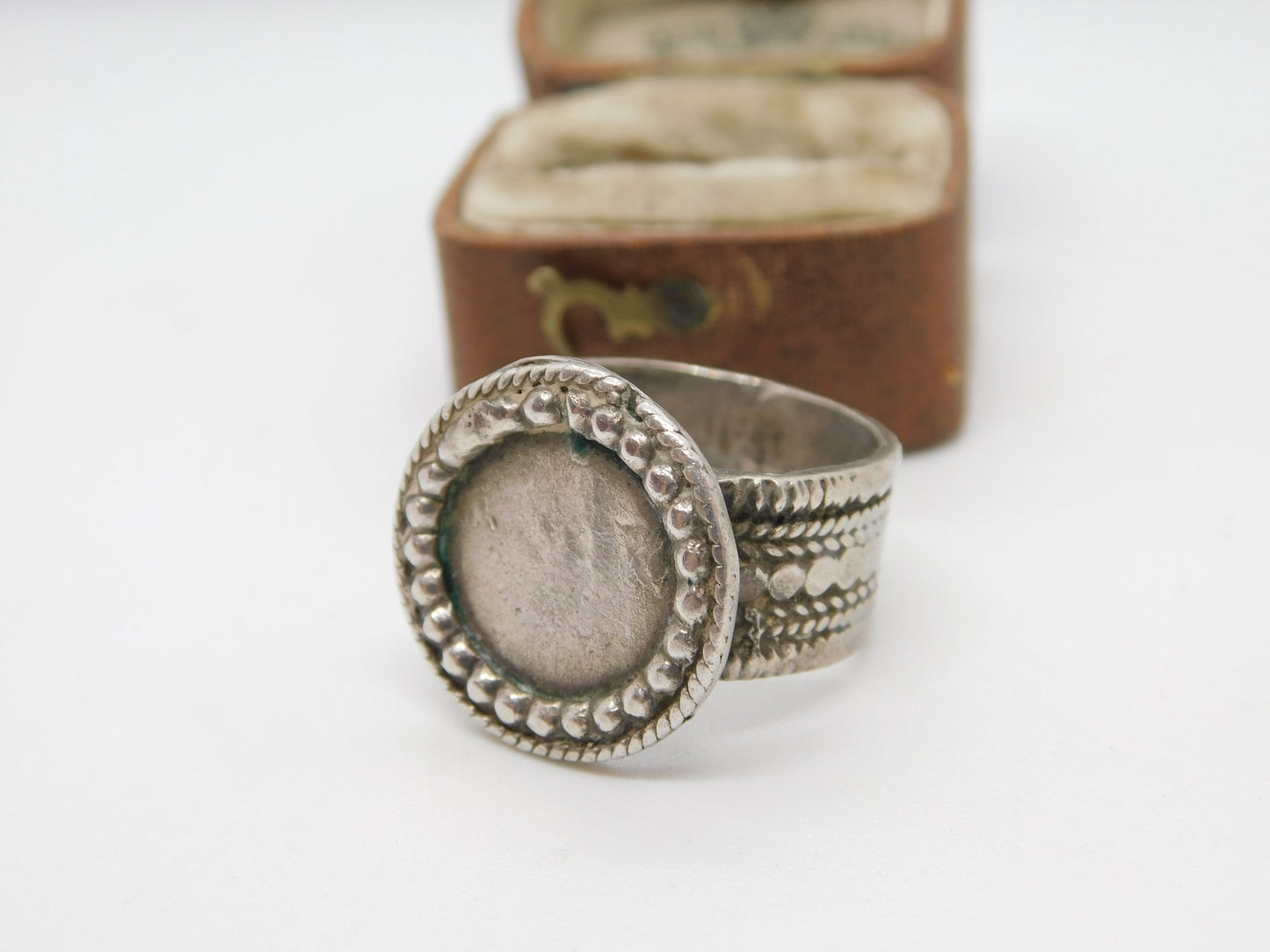 19th Century Ottoman Sterling Silver Seal Stamp Signet Ring Antique c1860