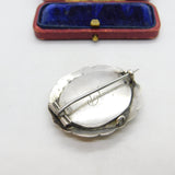 Victorian Sterling Silver Woven Hair Set Mourning Brooch 'JJ' Antique c1860