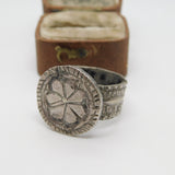 19th Century Ottoman Sterling Silver Floral Seal Stamp Ring Antique c1860