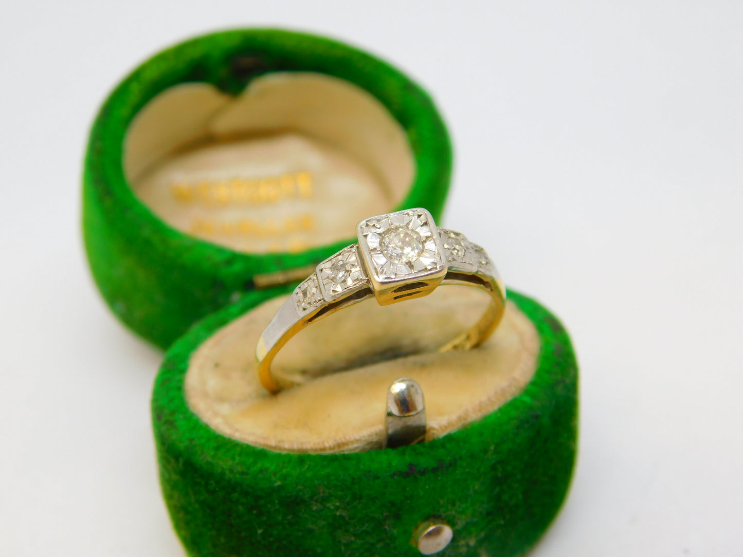 Victorian 18ct Gold & Platinum Set 0.15ct Diamond Dress Ring Antique c1890