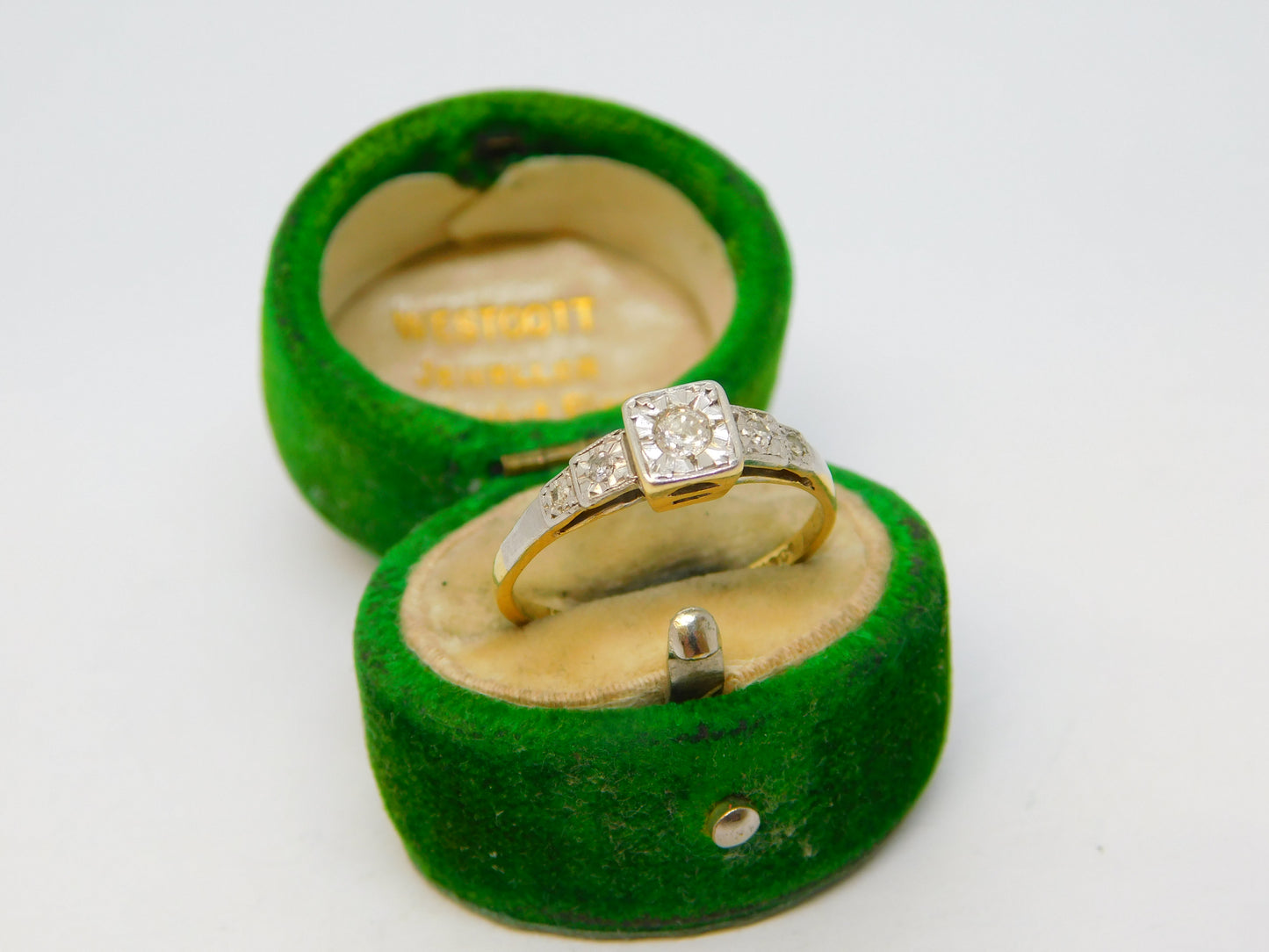 Victorian 18ct Gold & Platinum Set 0.15ct Diamond Dress Ring Antique c1890