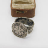 19th Century Ottoman Sterling Silver Floral Seal Stamp Ring Antique c1860