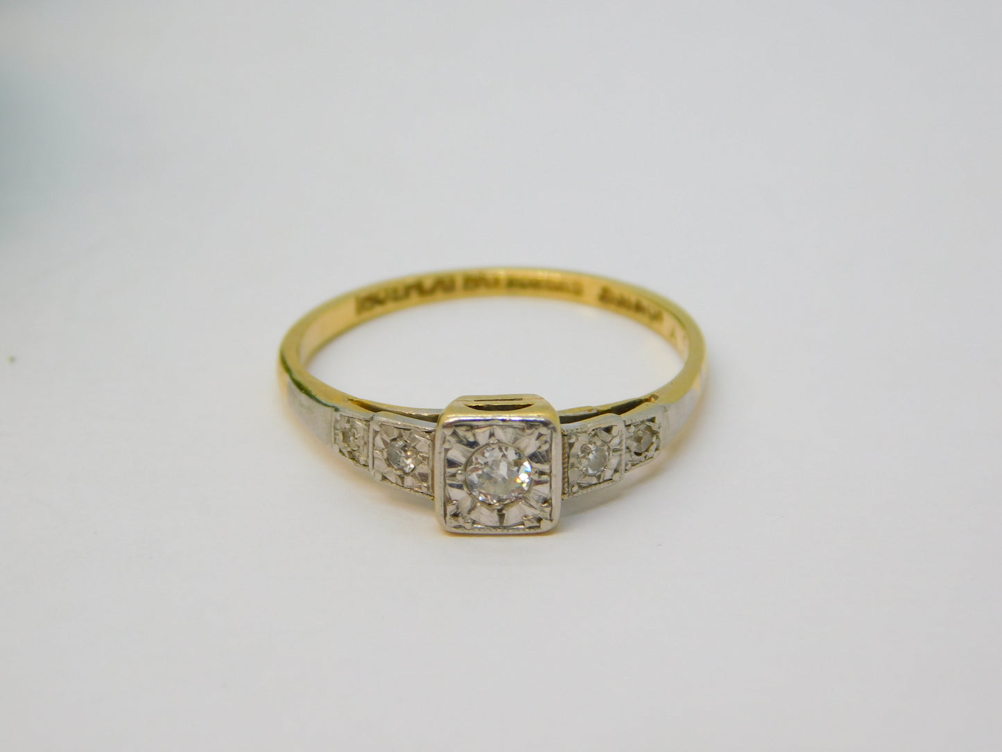 Victorian 18ct Gold & Platinum Set 0.15ct Diamond Dress Ring Antique c1890